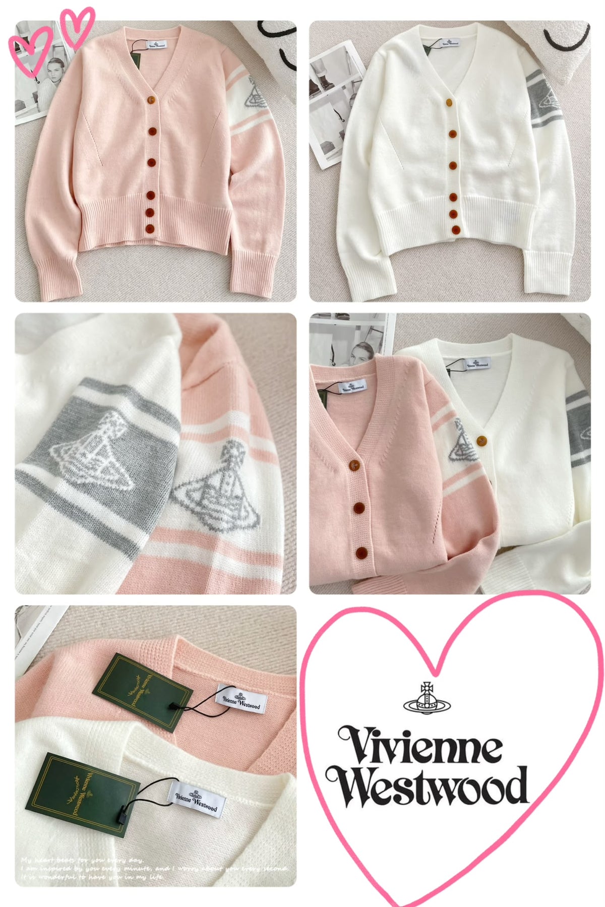 [限時預購] Vivienne Westwood 新款袖土星logo圖案V領短針織外套