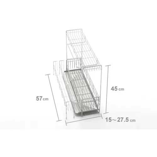 [現貨] 日本製造 Yoshikawa 不銹鋼兩層餐具瀝水架 570x450