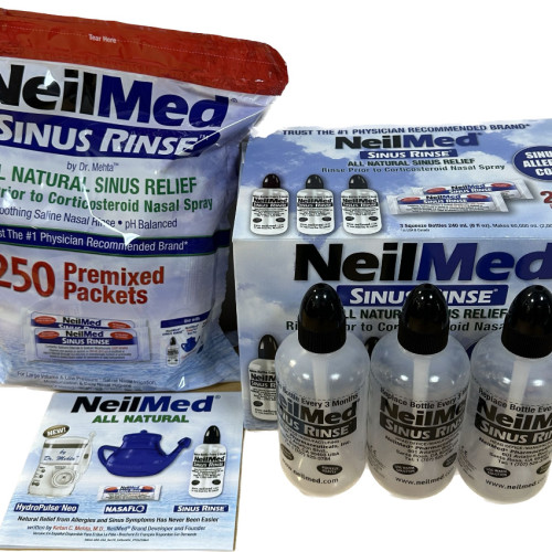 [現貨] NeilMed 鼻腔清洗套裝 (250 包 + 洗鼻樽3個 )