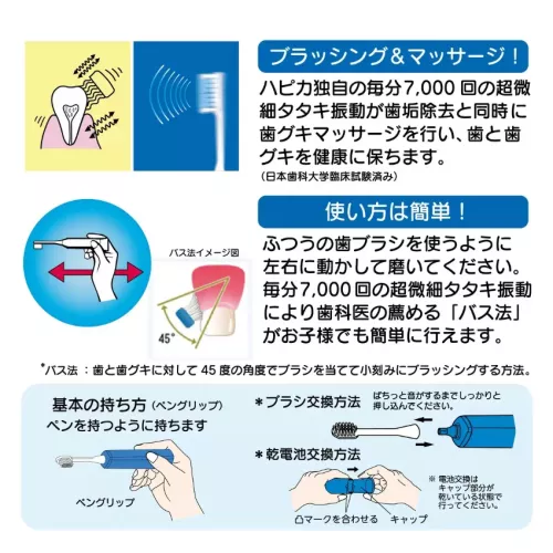 [現貨] 日本製造 兒童電動牙刷本體 +6 支替換刷頭